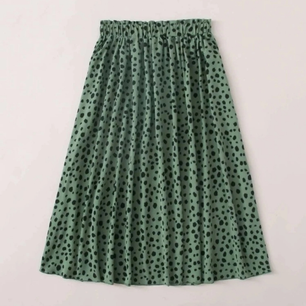 Dalmatian print flared midi skirt